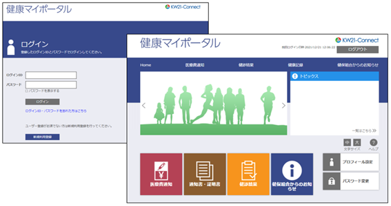 健康マイポータル画面